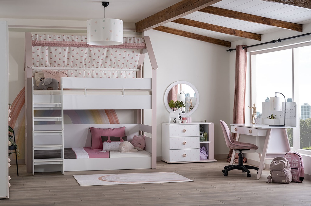 MONTESSORI PINK BUNK BED 100x200 CM