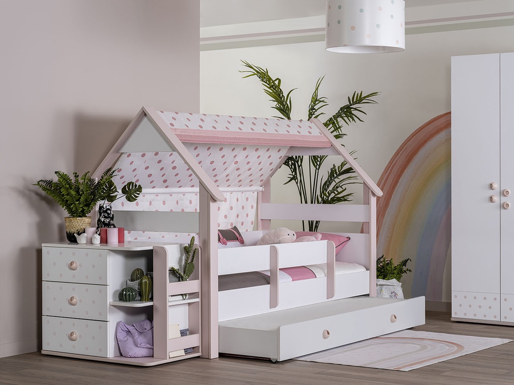 MONTESSORI PINK S PULL OUT BED 90X190 CM