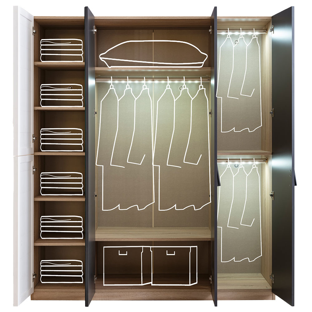 NEW CITY 4 DOOR WARDROBE WITH MIRROR