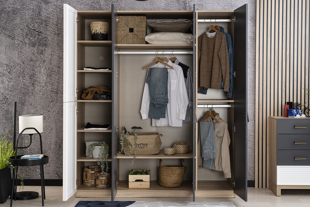 NEW CITY 4 DOOR WARDROBE WITH MIRROR