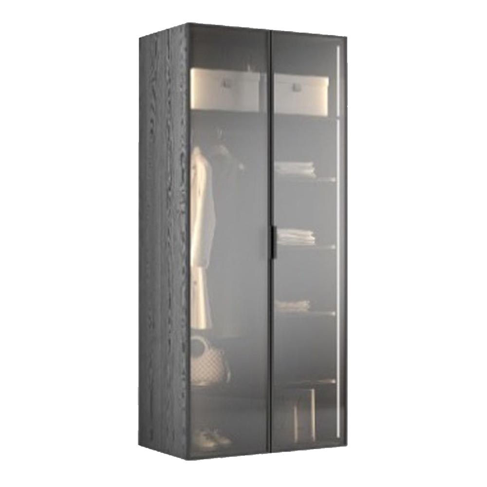 PUZZLE BLACK DOUBLE WARDROBE WITH SHELF AND GLASS COVER