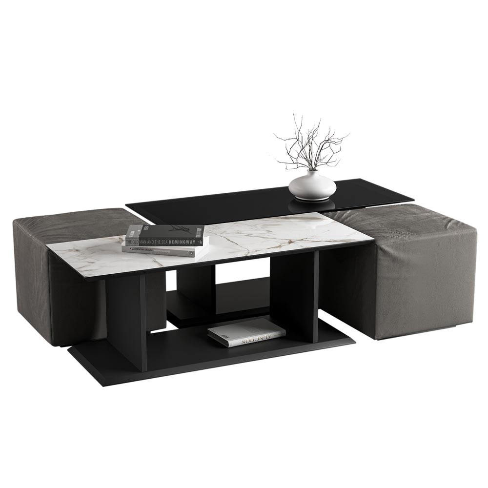 COMO COFFEE TABLE WITH 2 PUFF
