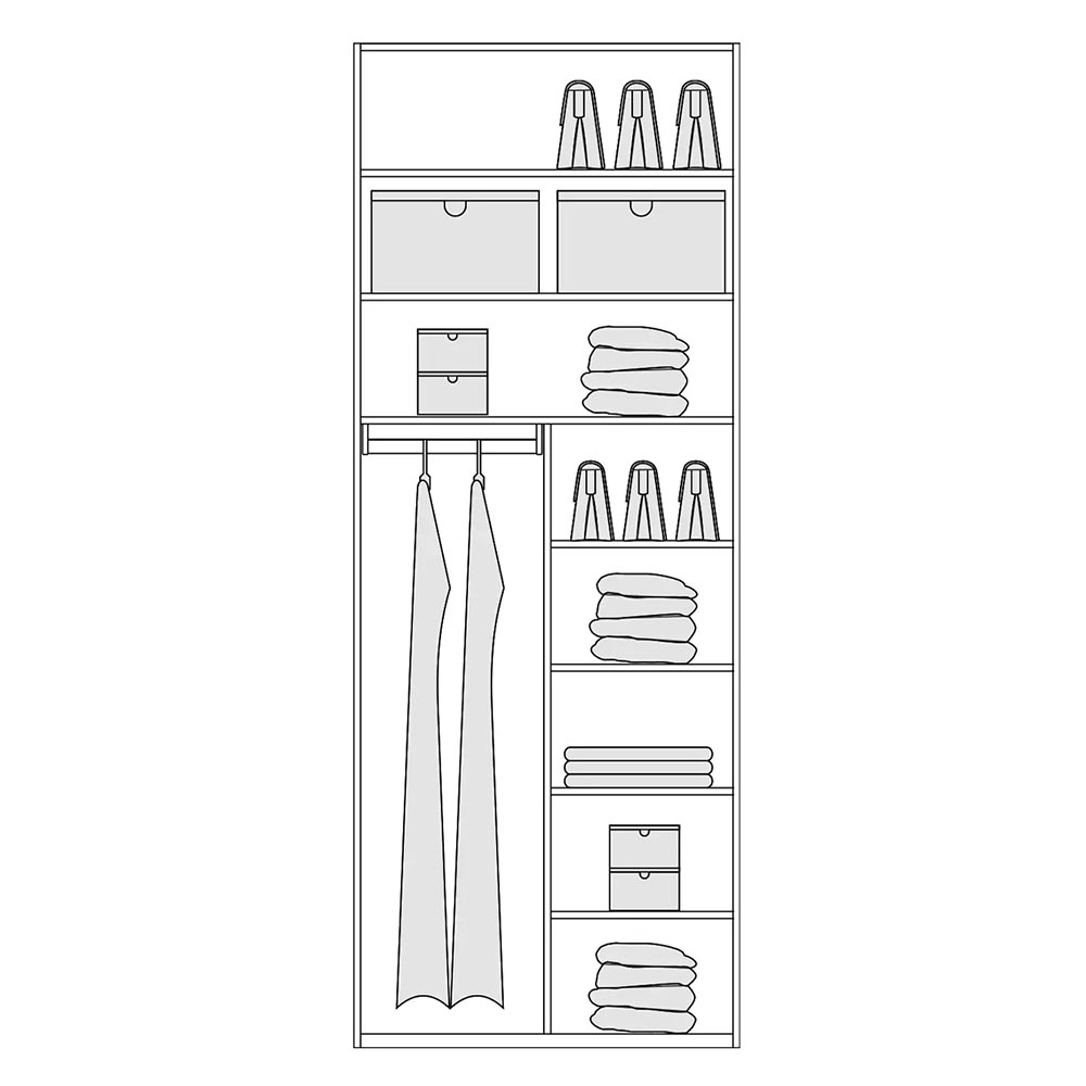 ALFA DOUBLE WITH SEPERATOR & SHELVES D16 260CM