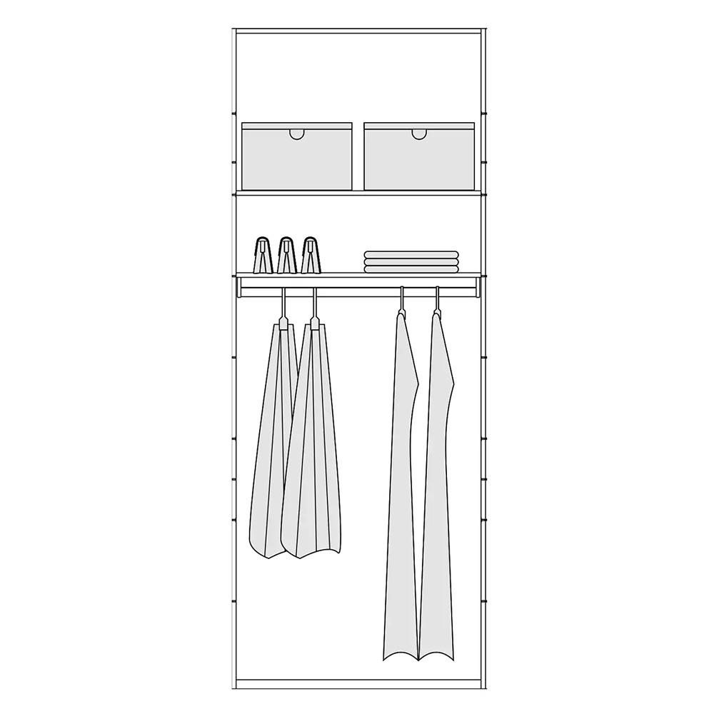 ALFA DOUBLE WITH SHELF & HANGER D14 260CM