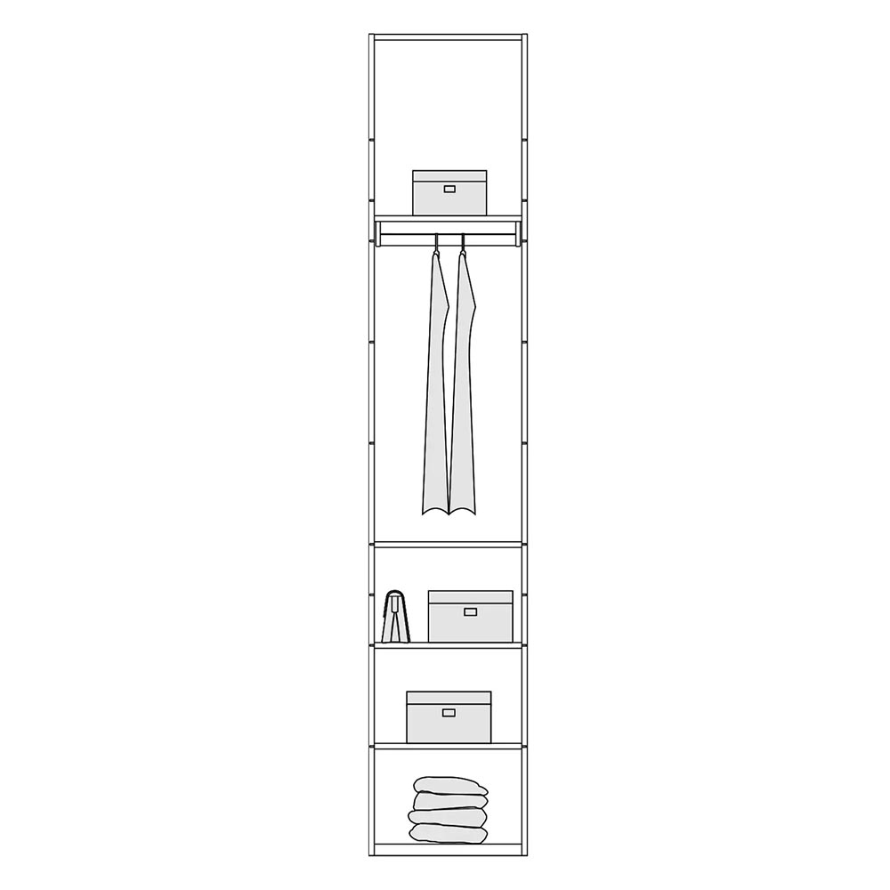 ALFA SINGLE WITH 3 SHELVES & HANGER D08 260CM